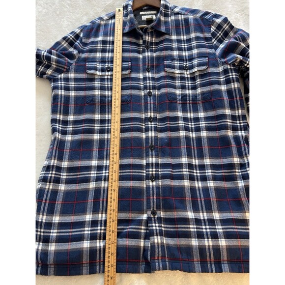 LL Bean Men Shirt Large Tall Sherpa Lined Flannel Traditional Fit Jacket Shacket - Picture 4 of 12